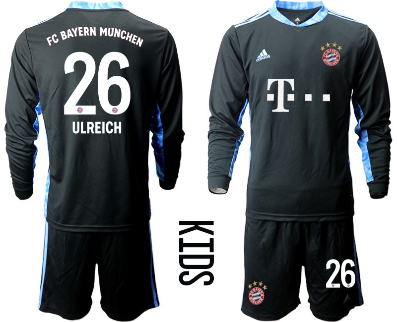 Youth 2020-2021 club Bayern Munich black long sleeve goalkeeper #26 Soccer Jerseys